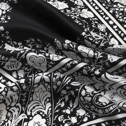 STARWHISPER 100% Pure Mulberry Silk Square Scarf-27''x27 Lightweight Hair Scarves Headscarf Night Sleeping with Gift Packed - color: Black Paisley