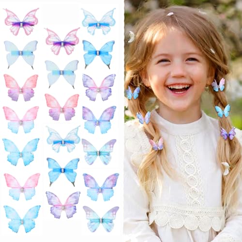 20Pcs Moving Glitter Hair Clips, Fairy Hair Accessories for Women and Teens, Colorful 90s Clips (Blue) - color: Blue