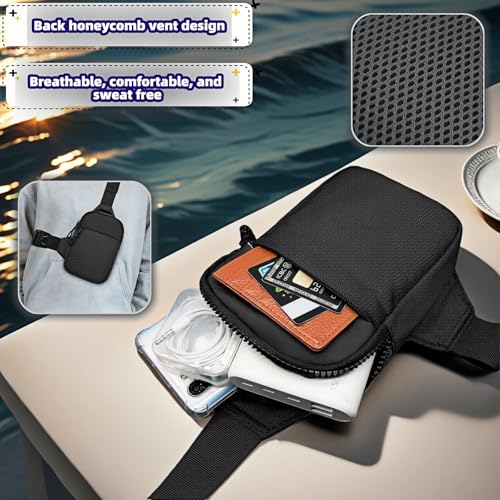 Lightweight Water-Resistant Crossbody Bag, Multi-Pocket Organizer for Phone, Keys, Essentials - Unisex Mini Sling Pack for Hiking, Commute, Cycling