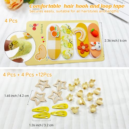 400 Pcs Baby Girls Hair Accessories Set,Baby Girls Hair Ties,Flower Bows Rubber Bands,Hair-friendly Hair Clip,Soft Elastic Hair Bands,Claw Clip(Yellow) - color: Yellow