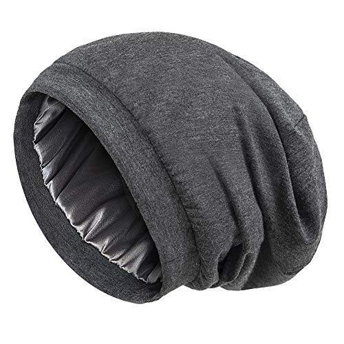 Alnorm Soft Stretchy Sleep Cap Unisex Skull Cap Chemo Hat for Cancer Patients Dark Grey - color: Dark Grey