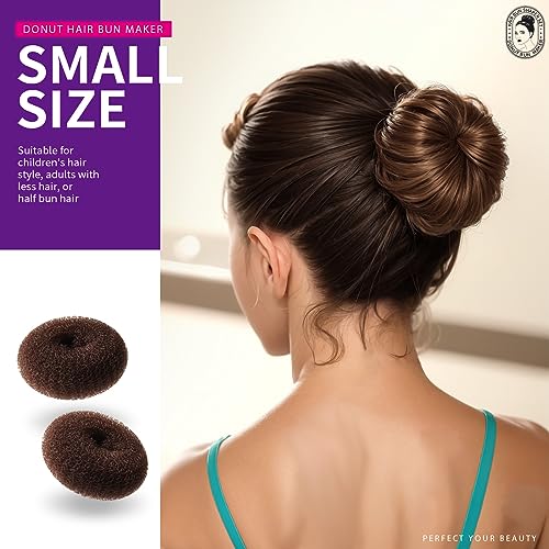 Teenitor Donut Hair Bun Maker Set - 7 Rings (1 Extra-Large, 2 Large, 2 Medium, 2 Small), 5 Elastic Bands, 20 Hair Pins, Dark Brown - color: A-Brown