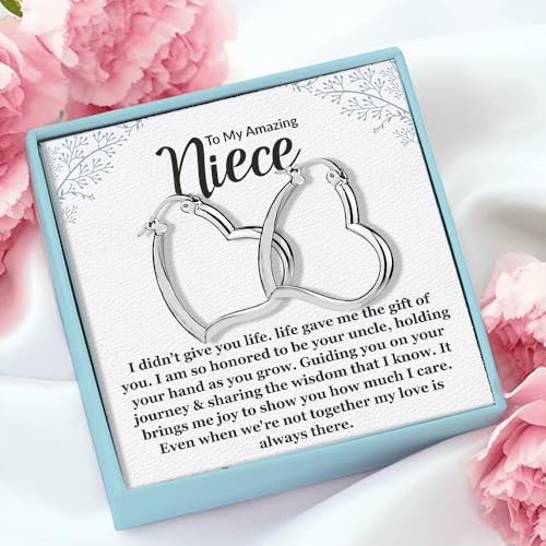 LeCalla 925 Sterling Silver Heart Hoop Earrings for Women | Love Theme Heart Shaped Hoop Earring | Womens Italian Love Heart Earrings Hoops - color: Heart Hoop with Customized Card