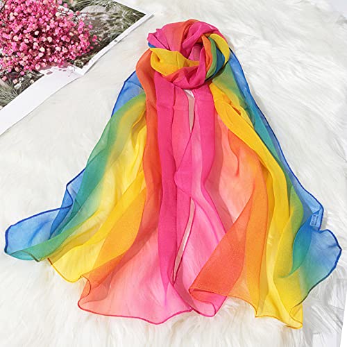 Women Soft Chiffon Lightweight Neck Scarf Head Hair Wrap - color: Multicolour