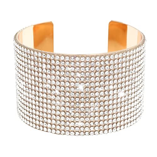 Jojomina MultiLayer Rhinestone Bracelet for Women Girls Crystal arm cuff Prom Bangle Bracelet Jewelry for Party Wedding Dating - color: Gold