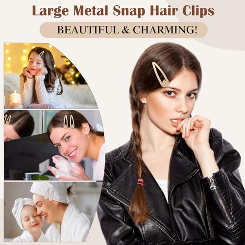 WILLBOND 30 Pieces 3.1 Inch Large Metal Snap Hair Clips Nonslip Barrettes Women Hair Accessories (Taupe) - color: Taupe, style: Minimalist