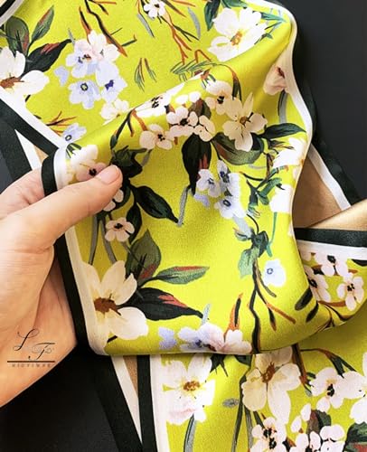 Hioyiwse Head Scarf Hair Neck Scarves For Women Purse Bag Scarfs For Handbags Silky Long Thin Satin Headscarf Fashion - color: B21-little Green Daisies
