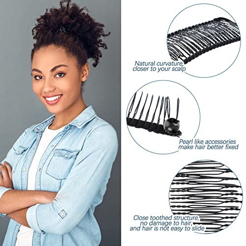 WILLBOND 4 Pcs Banana Hair Clips for Women, Vintage Clincher Stretchy Banana Grip Clips Comb for Curly, Thick, Thin, Wavy Hair, Ponytail Holder for Wedding, Daily Use(Black) - color: Black