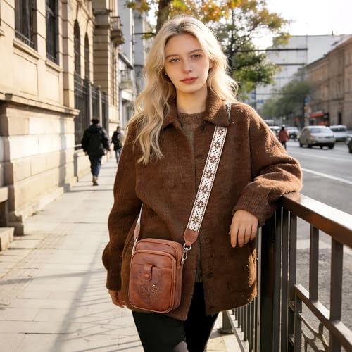 KITEVIUN Crossbody Bags for Women Leather Crossbody Purse Small Shoulder Phone Purse with Adjustable Strap & RFID Card Slots - color: 02-brown