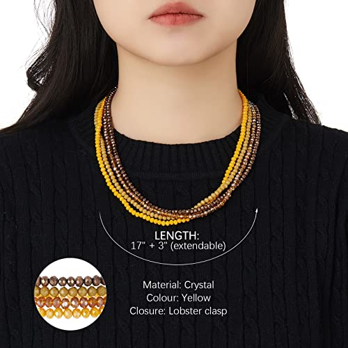 Noessla Beaded Statement Necklaces for Women Layered Chunky Bead Necklace Fashion Costume Jewelry Gifts for Mom - color: 029-Yellow