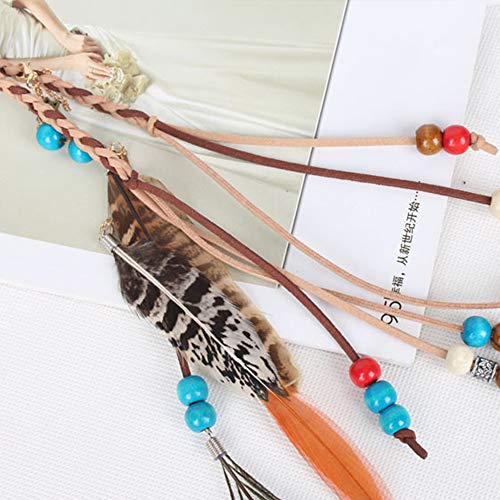 WLBON Halloween Boho Feather Headband Hippie Indian Hair Hoops Bands Tassel Bohemian Headpiece Hairband Women Christmas Wedding Holiday Festival Masquerade Cosplay Dress Up Birthday Party Accessories - color: Peacock