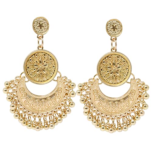 Honbay Bohemian Fashion Earrings National Style Retro Earrings Gypsy Dangle Earrings - color: Gold