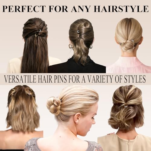 3 Pcs French Hair Pins for Women, 2.36" Small Elegant & Durable Metal U Shaped Hairpins for Thick or Thin Hair and Hairstyles, Secure Hold All Day, Comfortable Fit | Ideal Gifts for Women - size: Small