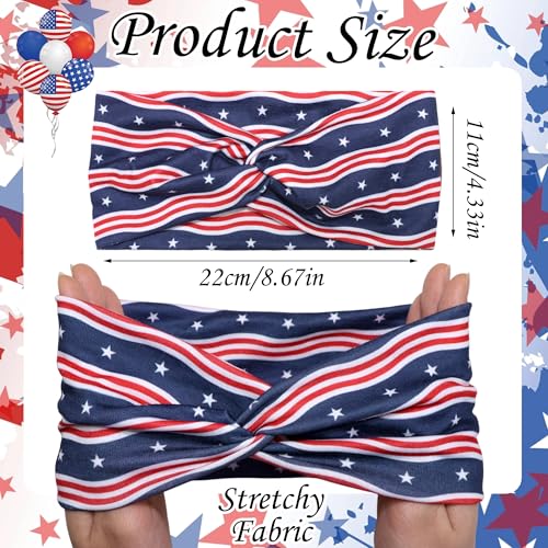 3Pcs 4th of July Headbands for Women USA Flag Star Hair Bands Accessories Elastic Non-Slip Hair Bandana Headbands Yoga Sport Workout Hair Scarf Accessories for Girls - color: Red+White+Blue+STAR