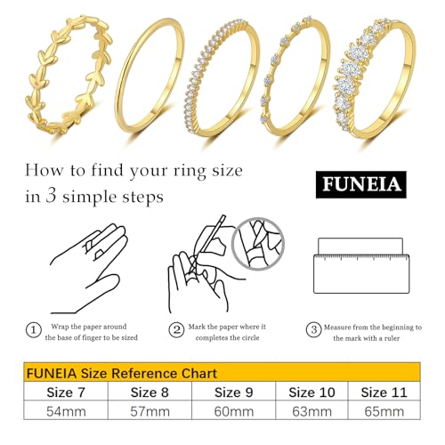FUNEIA Stackable Gold Rings for Women Non Tarnish Trendy Dainty 14K Gold Plated Stacking Cubic Zirconia Thumb Ring Set Pack Statement Chunky Band Rings Promise Engagement Rings Size 7 8 9 10 11 - color: C-5Pcs Stackable Rings