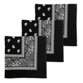 MDSTYLE 100% Cotton Bandana for Men & Women 22" x 22" Paisley Pattern Handkerchief Headband Scarf - color: Black - 3 Pack