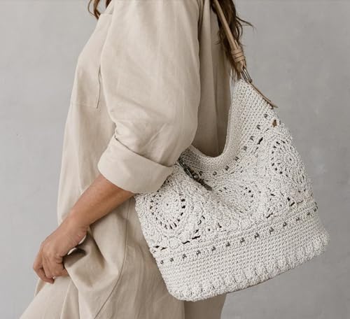 The Sak Sequoia Hobo Bag - Hand Crochet Large Women's Purse for Everyday & Travel - Durable Handbag & Tote With Zipper Pocket - color: Natural Medallion