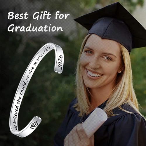 M MOOHAM Graduation Gift for Her Him 2026, Inspirational Graduation Bracelets Class of 2026 High School College Graduation Gift for Her with Graduation Box - style: With Box-She believed she could,so she mastered it
