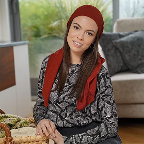 Pretied Head Scarves for Women Featuring Lightweight Crimped Material and Attractive - color: Solid Rust