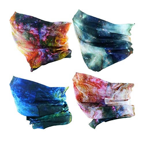 4 Headband Bandana Balaclava Half Face Mask Shield Head Hair Scarf Neck Gaiter Hat Multipurpose For WoMen Men Breathable Reusable Washable Universe Nebula Blure Orange - color: 4x Nebula Seamless Half Face Mask #1