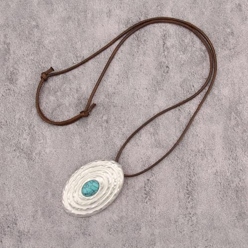 JAOYU Boho Necklace for Women Large Pendant Necklace Boho Long Choker Leather Gold Necklace Vintage Earthy Jewelry Trendy - style: Long Casual Necklace