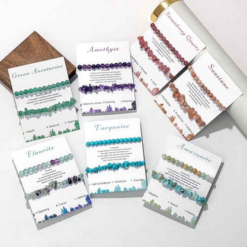 Healing Crystal Bracelets for Women 2 PCS 6mm Natural Stone Bracelet Stretch Crystal Beaded Bracelets Handmade Gemstone Bracelet Jewelry Gifts Christmas Gifts for Women Girls - style: prehnite