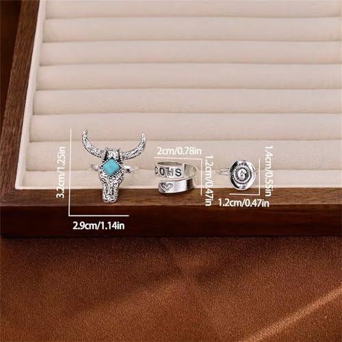 Western Jewelry Set for Women Bohemian Turquoise Layered Pendant Necklace Vintage Western Boho Turquoise Earring Leather Bracelet Ring Set Country Cowgirl Accessories Jewelry - style: 16 PCS Western Jewelry