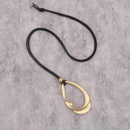 JAOYU Bohemian Necklaces for Women Leather Necklace Wood Pendant Choker Long Brown Necklace Chunky Circle Boho Hippie Jewelry - style: Boho Style Necklace