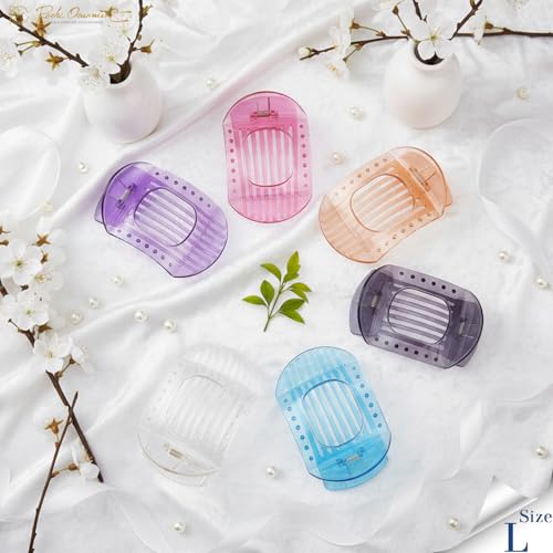 RC ROCHE 6 Pcs Flat Claw Hair Clips for Women Thick Hair French Round Duckbill Square Secure Strong Hold Grip Clamps Barrettes Curved No Slip No Crease Styling Cute Extra Jumbo XL, Large Transparent - color: (Large) Transparent