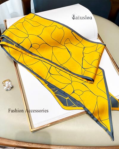 Purse Scarf For Handbags Head Scarves For Women's Hair Bags Scarfs Long Skinny Scarves Fashion Silky - color: A27-gold Ash Crack