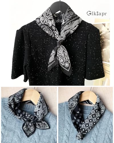 Satin Bandana Headscarf for Women Silky Hair Scarves for Fashion Lightweight - color: 23-black Cashew Nuts