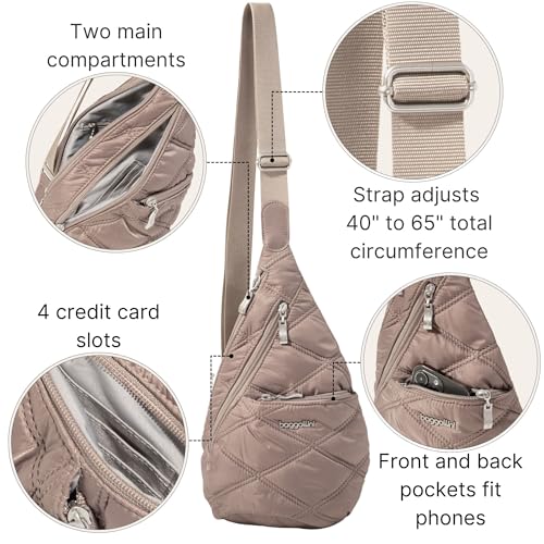 Baggallini Mini Sling - 12x7 Sling Crossbody Bag Backpack with Adjustable Shoulder Strap - color: Moonrock Quilt