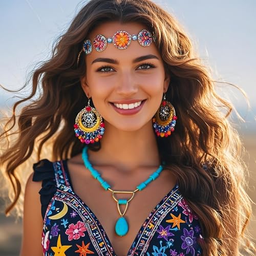 INENIMARTJ Gold Turquoise Necklace for Women Boho Turquoise Pendant Necklace Gold Chain Turquoises Necklaces Trendy Western Turquoises Jewelry for Womens - style: Turquoises A