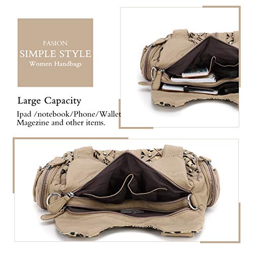 Angel Barcelo Purses for Women Large Shoulder Bag Soft Hobo Bags for Women - color: Brown/Beige