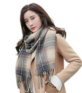 Wander Agio Women's Fashion Long Shawl Big Grid Winter Warm Lattice Large Scarf - color: Gradient Grey 16