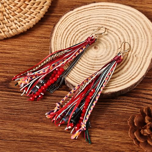 Bohemian Dangle Earrings for Women with Long Tassel Design Drop Earrings - style: Boho-tassel