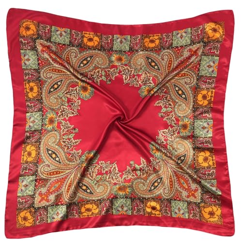 3 Pcs Satin Head Scarves for Women - 35" Satin Hair Scarves Large Square Silk Like Scarves & Bandanas - color: Black,red,pink