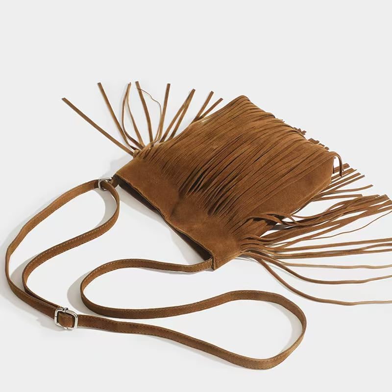 Tassel Shoulder Bag, Vintage Stylish Women PU Leather Bohemian Fringed, Vintage Hobo Crossbody Bag,Fringe Handbag - color: Black Red-7