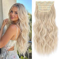 Clip in Long Wavy Synthetic Hair Extension 20 Inch 4PCS Ash Brown Mixed Light Blonde Hairpieces Fiber Thick Double Weft Hair Extension for Women(4pcs, 20Inch, Ash Brown Mixed Light Blonde) - color: Ash Brown Mixed Light Blonde