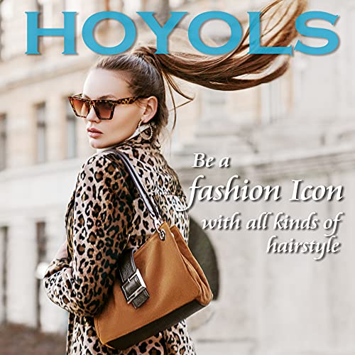 HOYOLS Large Fabric Hair Ties Soft & Gentle Bands Ponytail Holder for Thick Heavy Curly Hair, No Slip No Damage Seamless Scrunchies Headbands 100 Pcs (Caramel) - color: Caramel