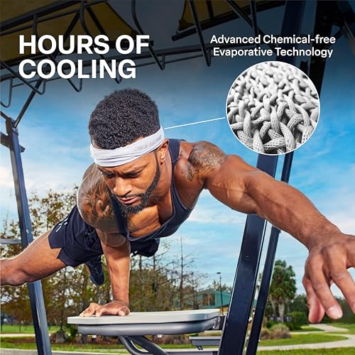 COLD FACTOR Cooling Headband for Women and Men – UPF 50+ Advanced Evaporative Comfort, Instant Cooling Sweatband for Outdoor Sports, Fitness, Yoga, Hiking, Running, and Workout - color: White