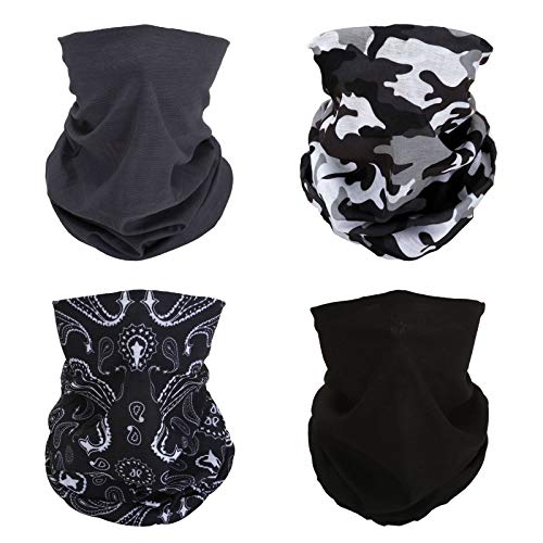 4 Headband Bandana Balaclava Half Face Mask Shield Head Hair Scarf Neck Gaiter Hat Multipurpose For WoMen Men Breathable Reusable Washable Camo Cashew Flower Black Grey - color: 4x Man's Selection Mask