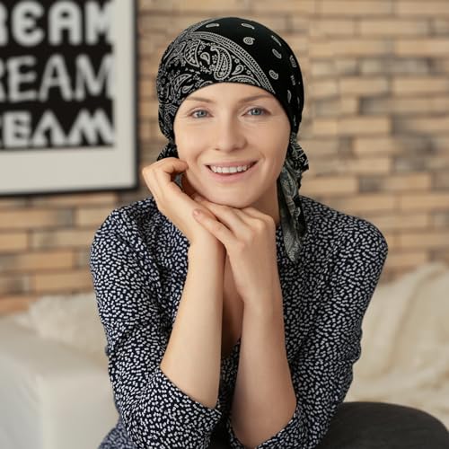 4 Pieces Chemo Headwear for Women, Pre-Tied Head Scarf Cancer Headwear for Hair Loss - color: Multicolor-2