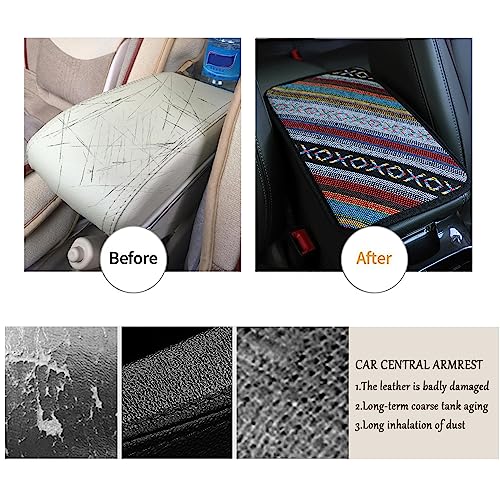 Car Center Console Cover,Boho Car Accessories Car Armrest Box Pad for Comfortable Support,Universal Armrest Cover for Car Truck SUV Center Console,Car Decorations Interior Aesthetic (Armrest cover-A) - color: Armrest cover-A
