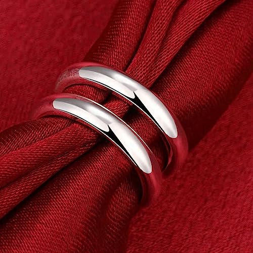 Handmade Rings 925 Sterling Silver Statement Rings Adjustable Chunky Stacking Band Ring for Women - color: Pattern 4