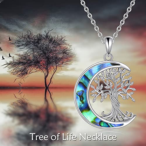 ONEFINITY Tree of Life Necklace 925 Sterling Silver Abalone Shell Celtic Knot Pendant Necklace for Women Jewelry - style: Abalone Shell moon tree