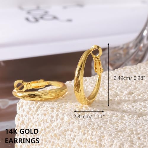 Gold Hoop Earrings for Women 14K Gold Plated Hoop Earrings Set, Large Medium Small Hoop Earrings Lightweight Hypoallergenic Huggie Statement Jewelry Gift for Women - color: Gold-B