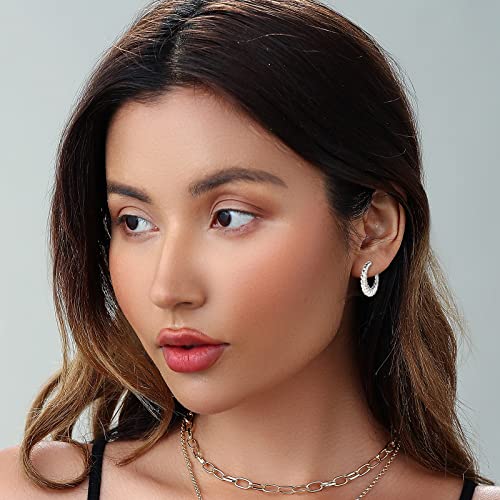 HILXURY Gold Chunky Hoop Earrings Set for Women, 14K Gold Plated Twisted Huggie Hoop Earring Hypoallergenic, Thick Open Hoops Set Lightweight - color: 6 gold hoops