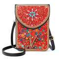Small Beaded Crossbody Bag for Women, Boho Cell Phone Shoulder Purse Wallet with Handcrafted Colorful Beads - color: Tree-red