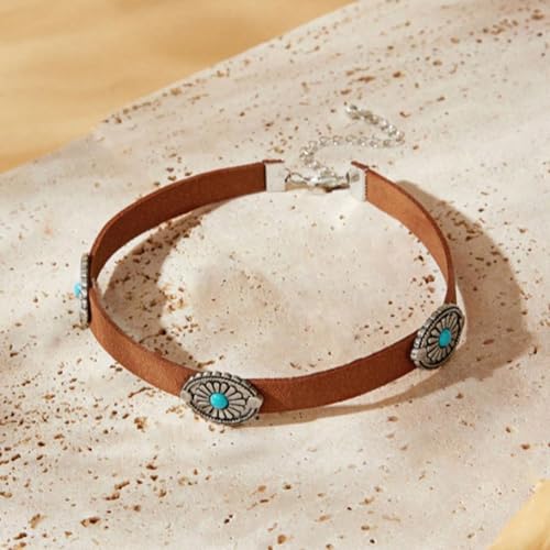 Boho Outfits for Women Boho Necklaces Country Concert Outfits Nashville Western Jewelry Choker Necklaces Long Leather Necklace Western Dress Jewelry Country Cowgirl Accessories Gifts - color: K7-Brown